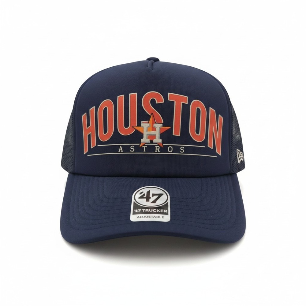 Houston Astros 47 Brand Foam Trucker Hat Navy Blue Adjustable Snapback